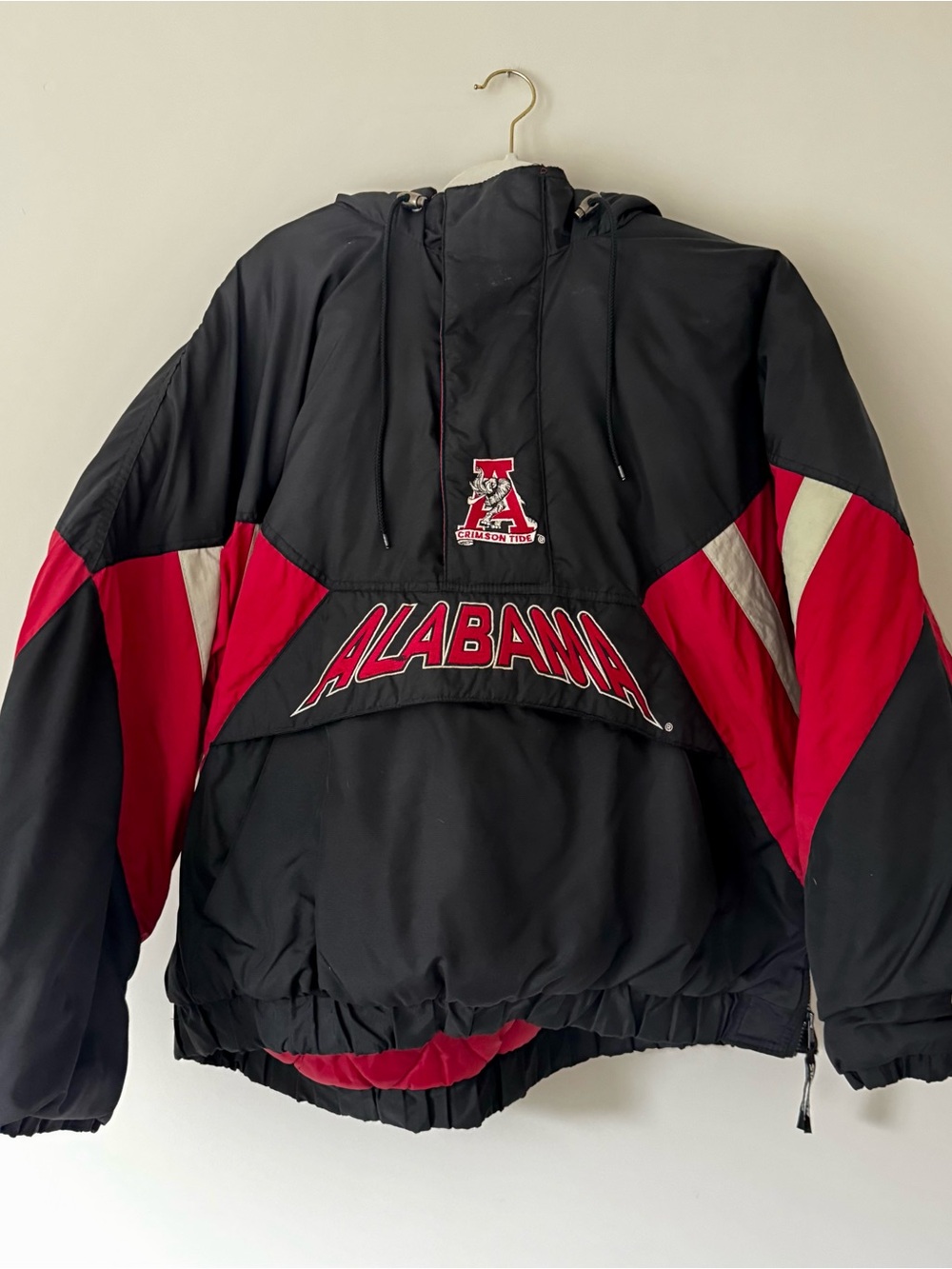 Vintage Starter Alabama Crimson Tide 90s Puffer Pullover Jacket, Black – XL